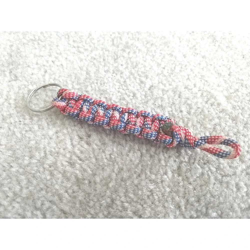 Red White And Blue Paracord Keychain Handmade USA